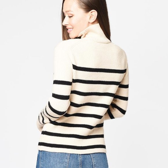 ENGLISH FACTORY WOMEN’S STRIPED TURTLE NECK SWEATER Small - Picture 3 of 9